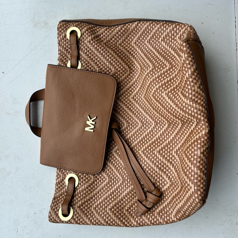 Michael Kors Brown Backpack with Chevron Design